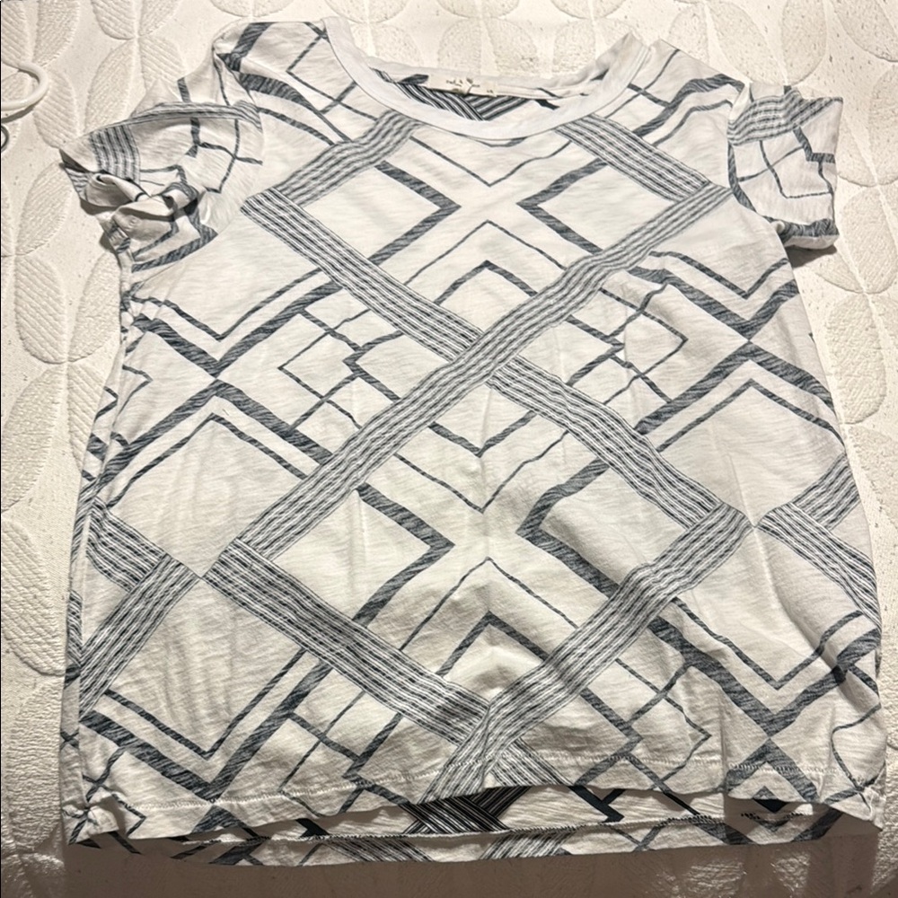 Geometric Patterned White and Gray Women's Top by Rag n Bone